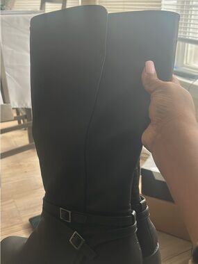 easy street Black Knee-High Buckle Boots